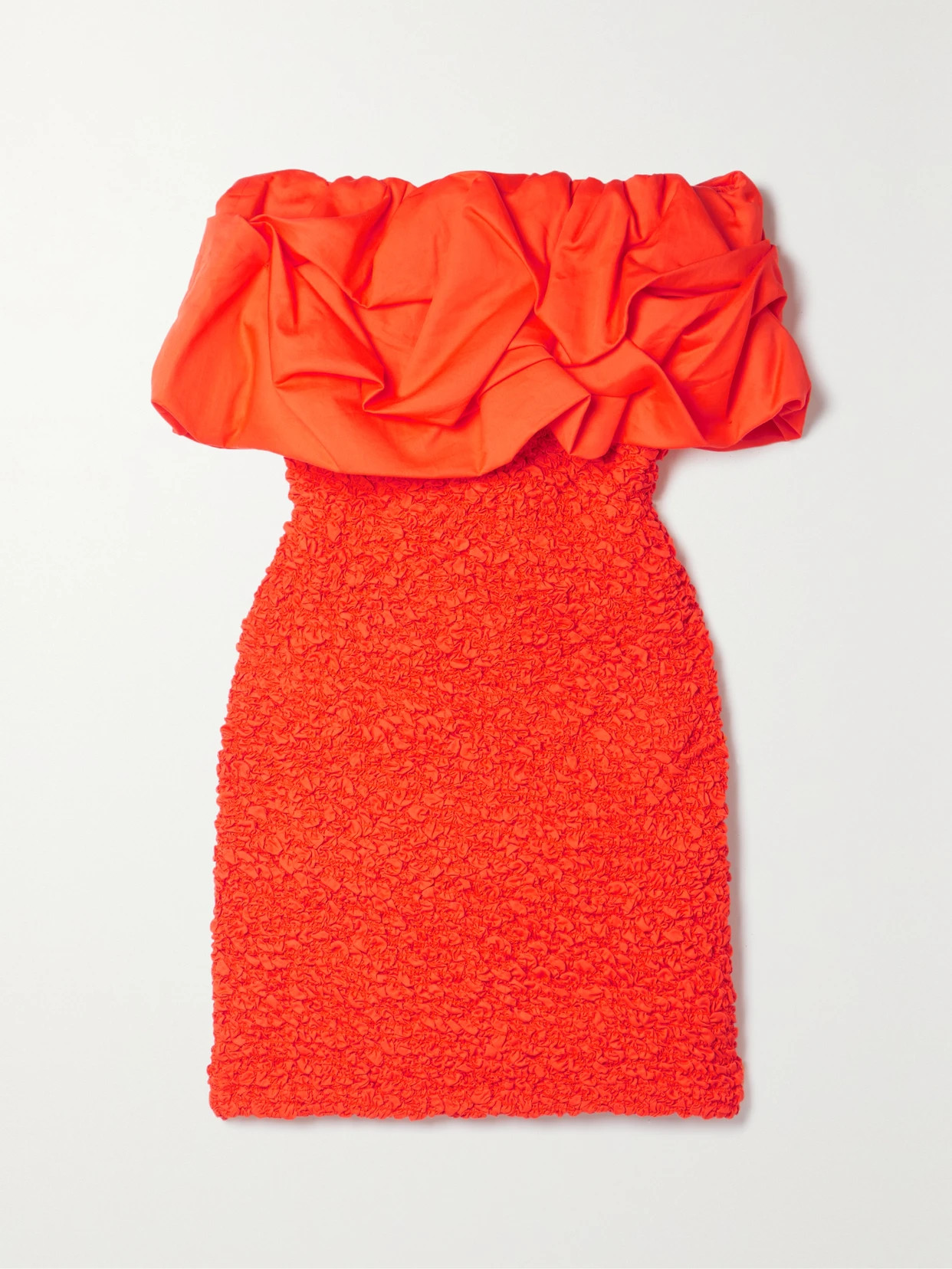 Mara Hoffman - Kenza Strapless Ruffled Organic Cotton-poplin And Popcorn Jersey Mini Dress - Red | NET-A-PORTER (US)