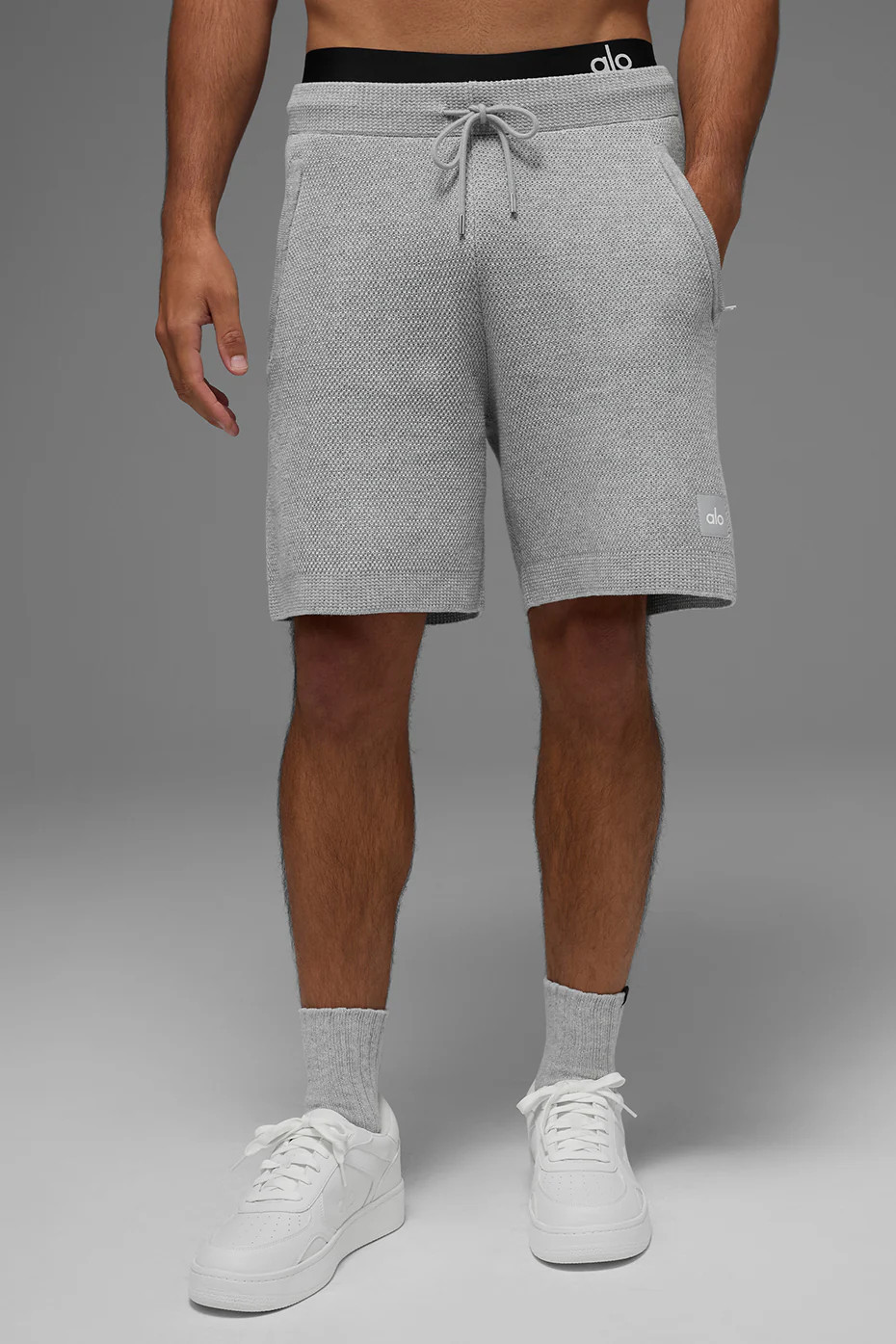 ALO | 7" Sports Club Sweater Knit Short Top in Athletic Heather Grey, Size: XL | Alo Yoga (US)