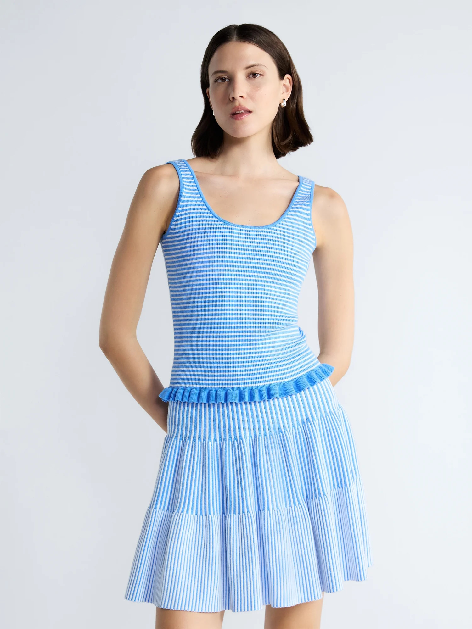 Free Assembly Women's and Women's Plus Ruffle Hem Knit Tank Top, Sizes XS-4X | Walmart (US)