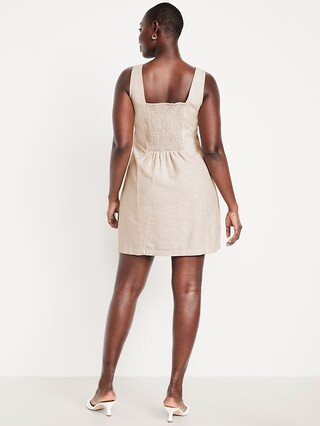 Square-Neck Linen-Blend Mini Dress | Old Navy (US)