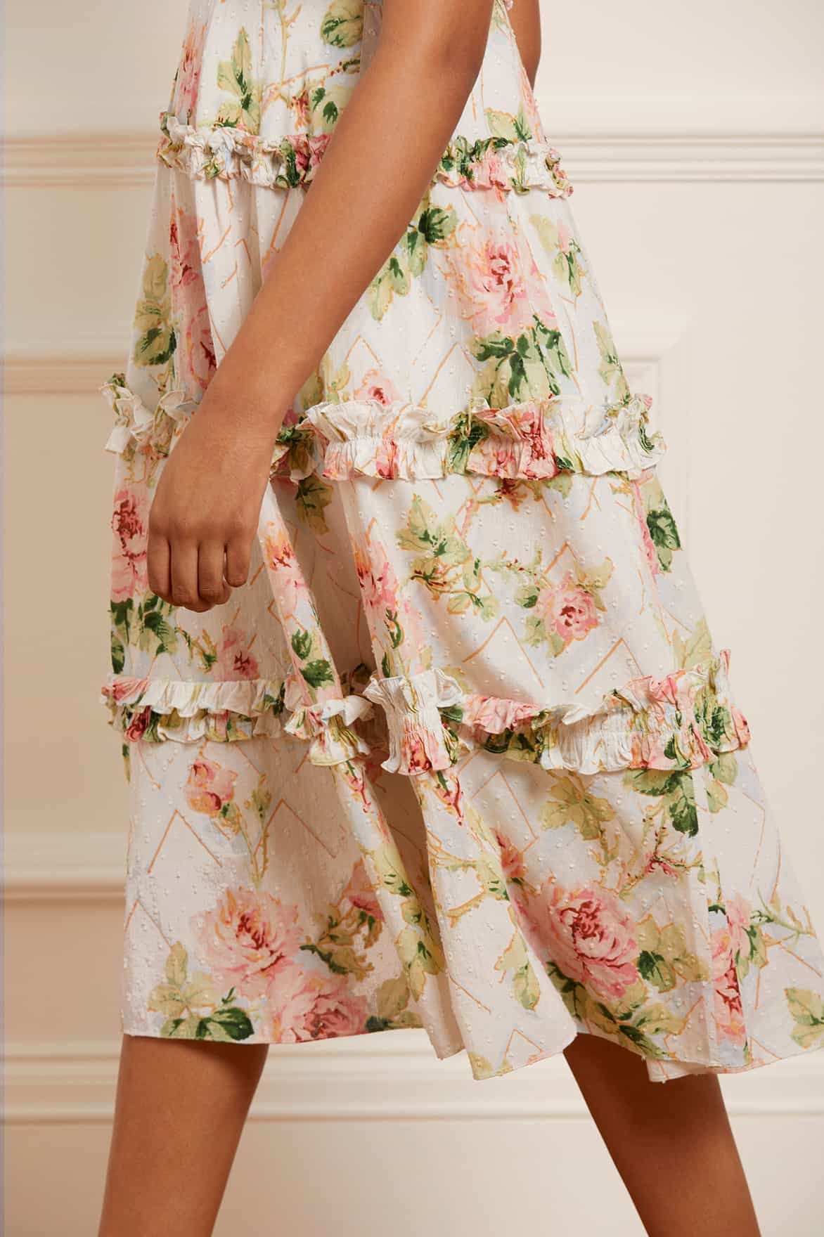 Harlequin Rose Cotton Midaxi Dress | Needle & Thread