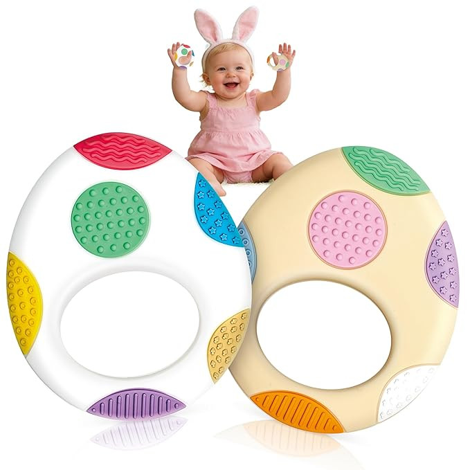 Easter Eggs Baby Teething Toys, Basket Essentials Stuffers Silicone Egg Teether Toys for Infant &... | Amazon (US)
