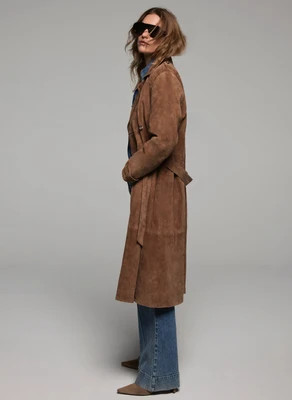 Tan Suede Trench Coat | Mint Velvet