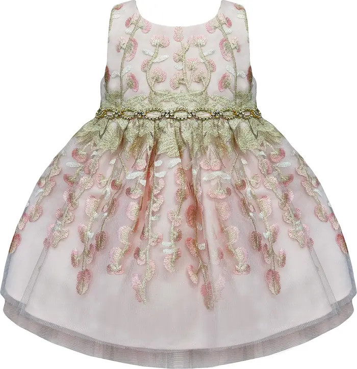 AMERICAN PRINCESS Floral Embroidered Party Dress | Nordstromrack | Nordstrom Rack