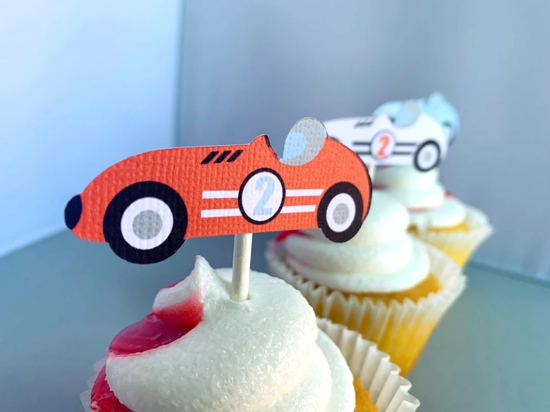 Race Car Cupcake Toppers Two Fast Birthday Party Decoration - Etsy | Etsy (US)