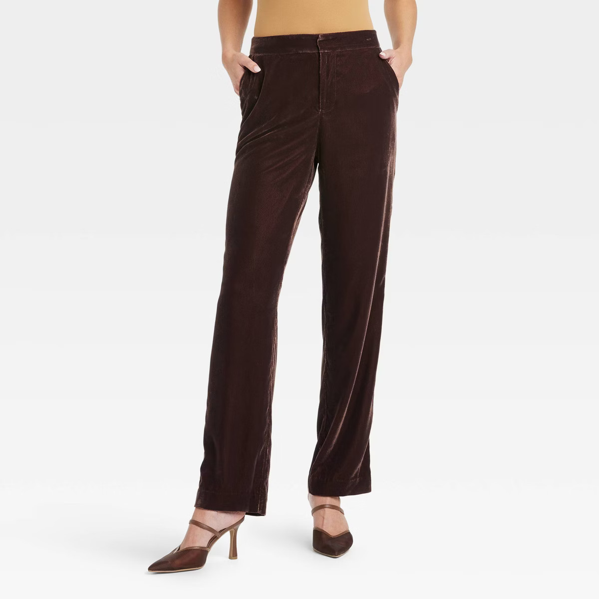 Women's High-Rise Straight Leg Velvet Trousers - A New Day™ | Target