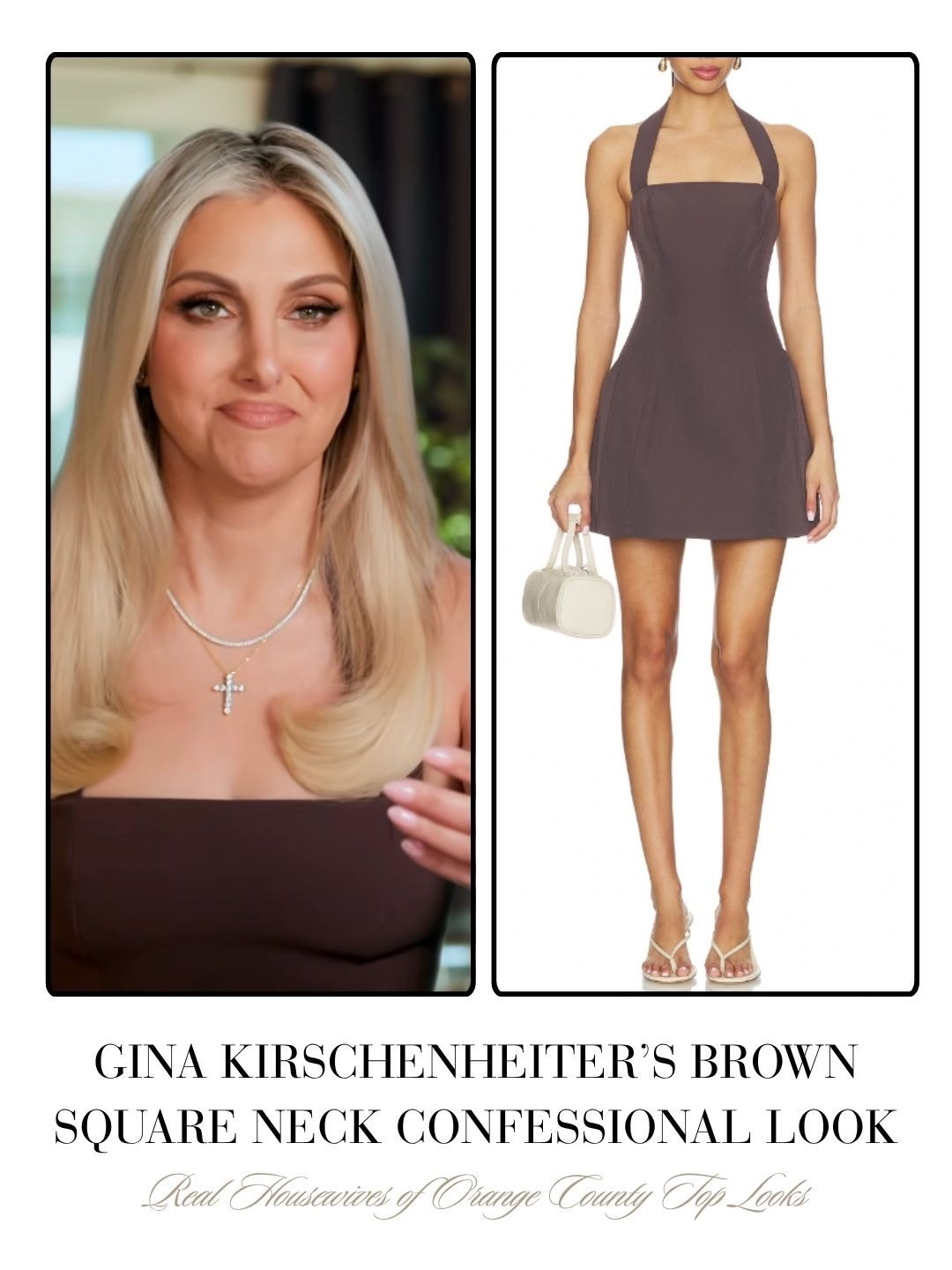 Gina Kirschenheiter’s Brown Square Neck Confessional Look