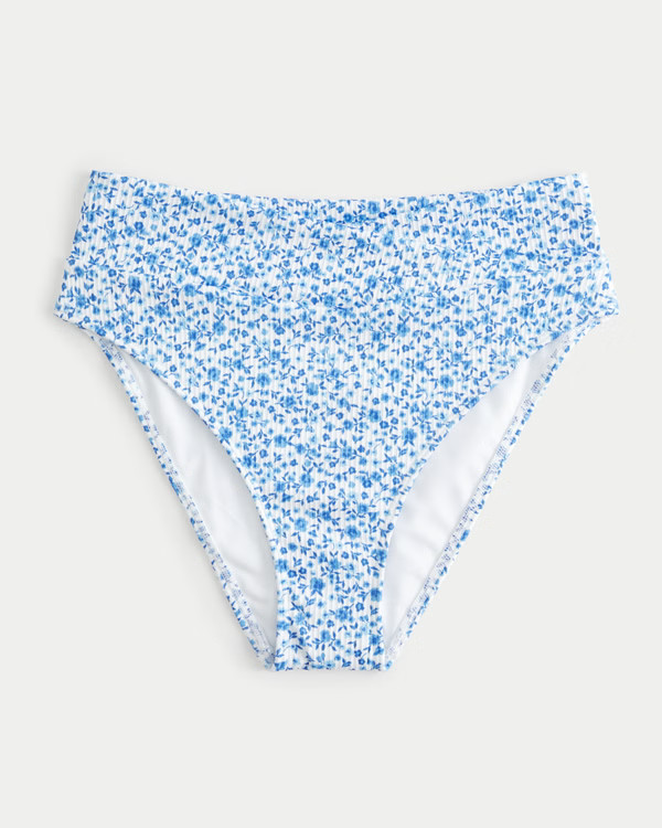 Ribbed High Crossover Waist Bikini Bottom | Hollister (US)