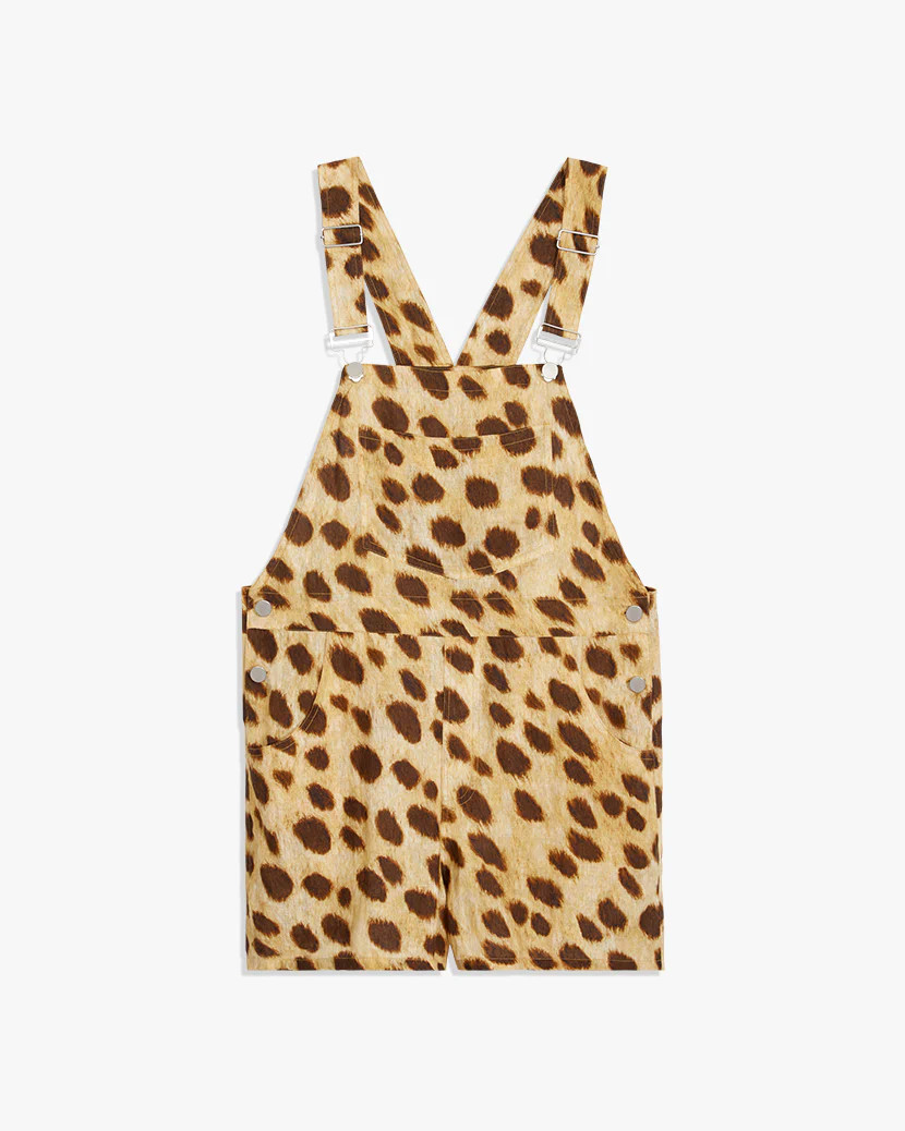Basic Short Linen Overalls - Leopard Tan L | We Wore What