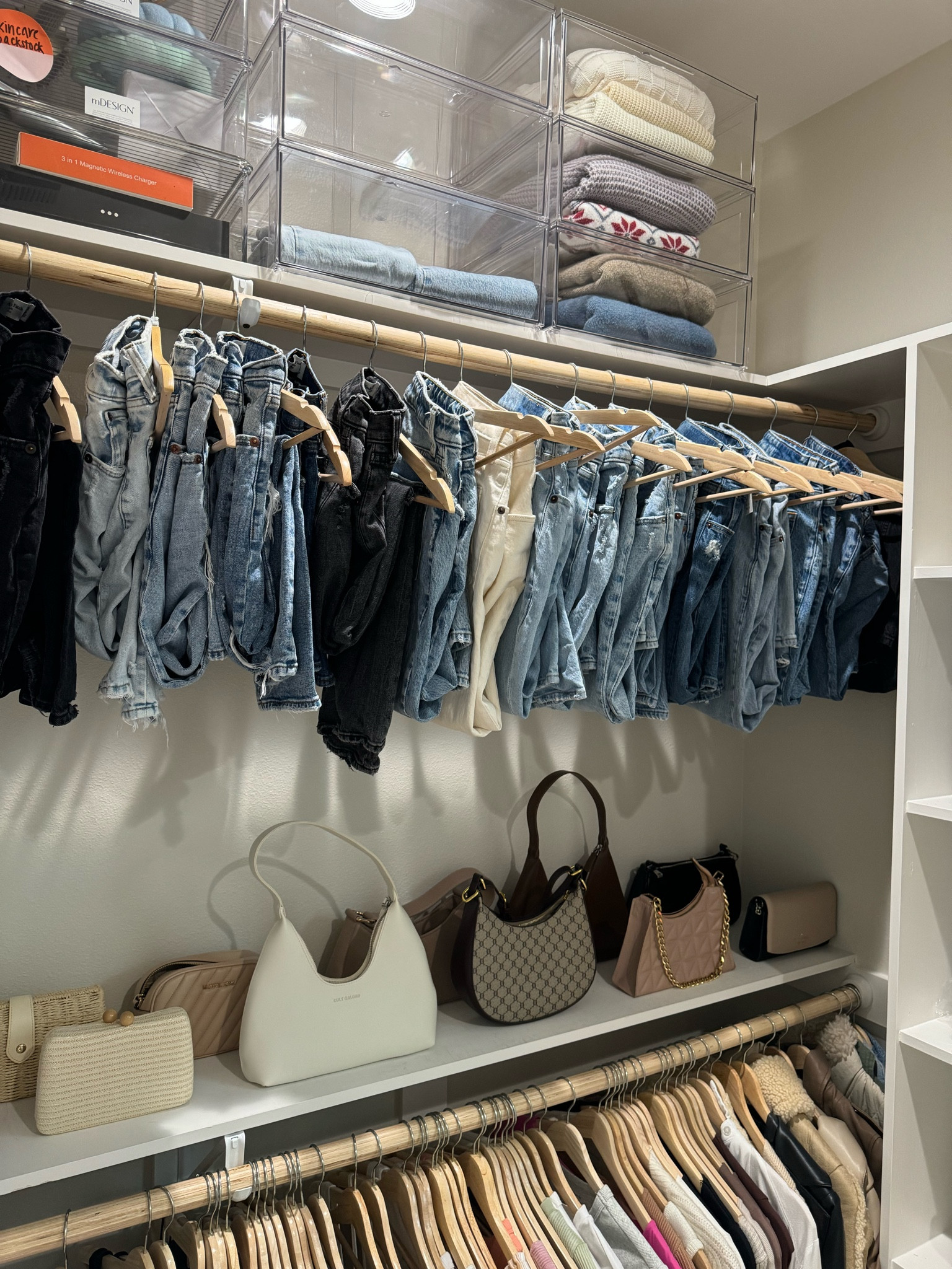 Switched all my hangers to wooden hangers and love the way it looks! 

Jeans, bags, dream closet 

#LTKhome #LTKsalealert #LTKstyletip