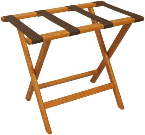 Wooden Mallet Deluxe Straight Leg Luggage Rack,Brown Straps, Medium Oak | Amazon (US)