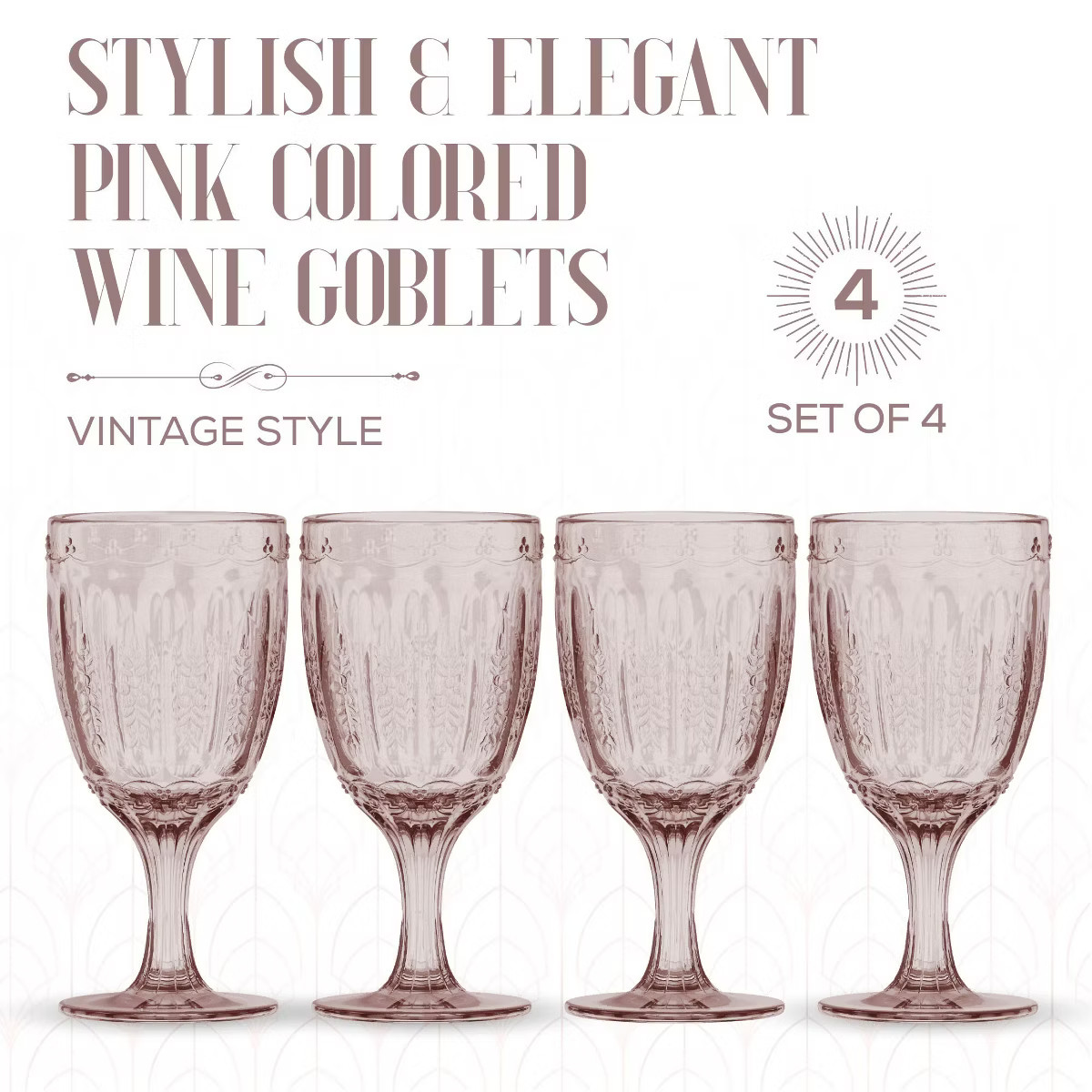 Elle Decor Vintage Wine Goblets, Set of 4, Color Tint Glassware Set, Water Goblets for Party, Wed... | Target