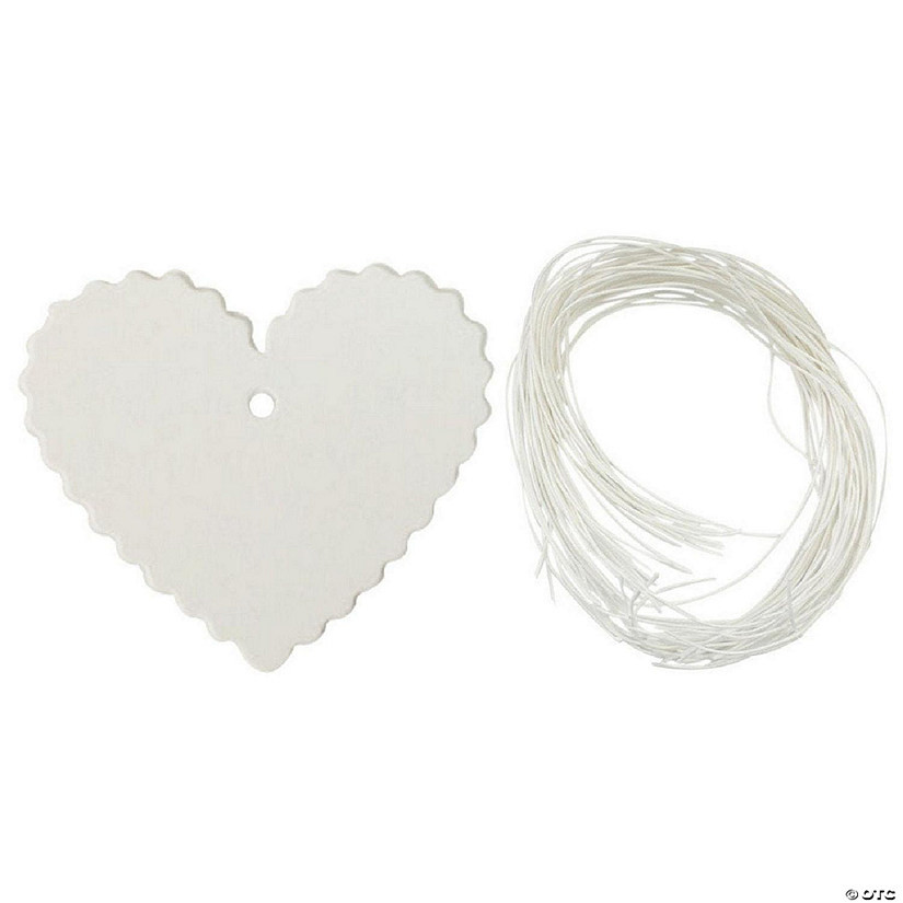 Wrapables White Heart Gift Tags/Kraft Hang Tags with Free Cut Strings (50pcs) | Oriental Trading Company