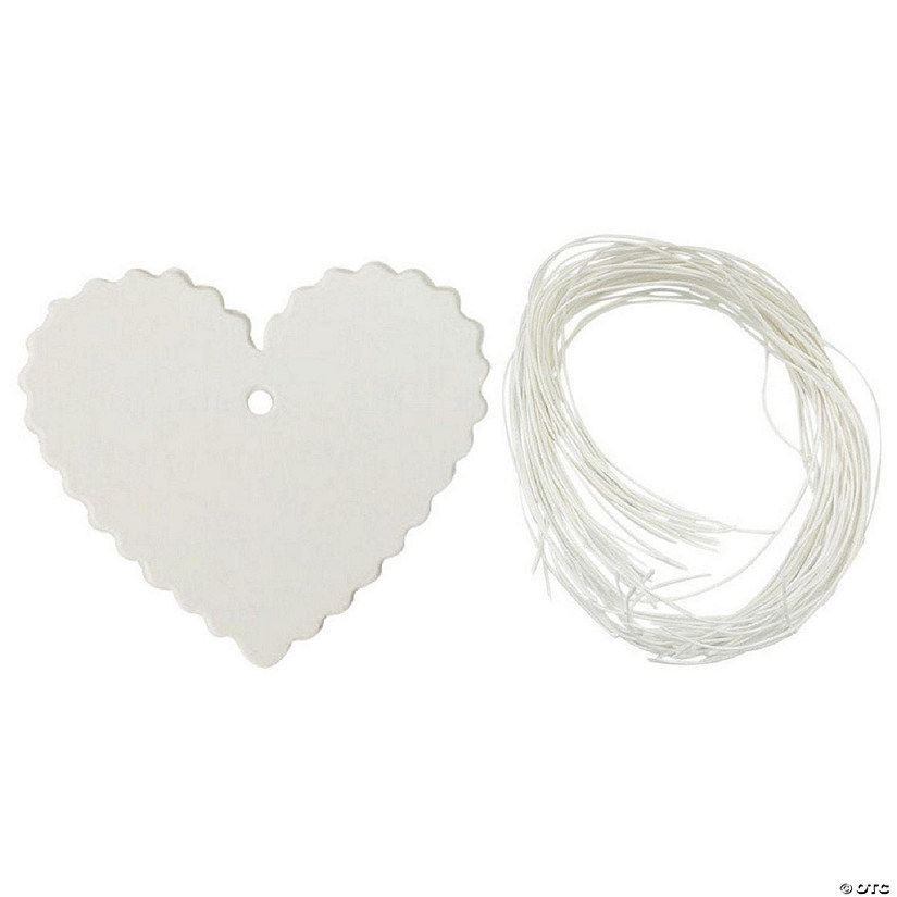 Wrapables White Heart Gift Tags/Kraft Hang Tags with Free Cut Strings (50pcs) | Oriental Trading Company