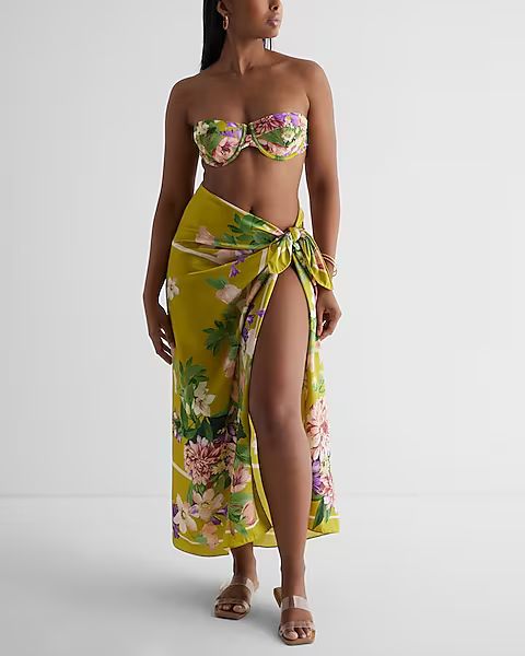 Yellow Floral Print Sarong | Express