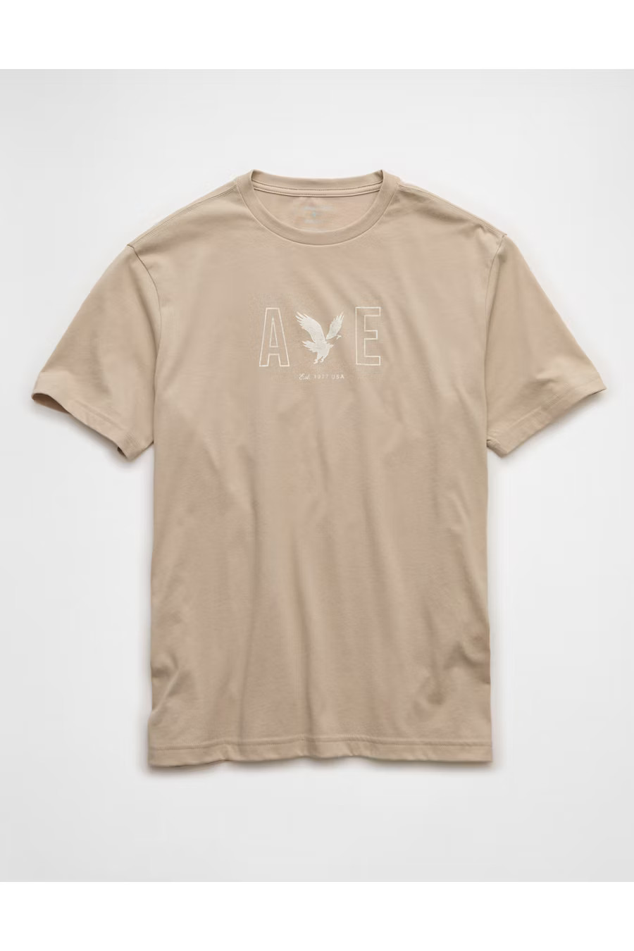 AE Lightweight Icon Logo Graphic T-Shirt Men's Taupe XL Tall | American Eagle Outfitters (US & CA)