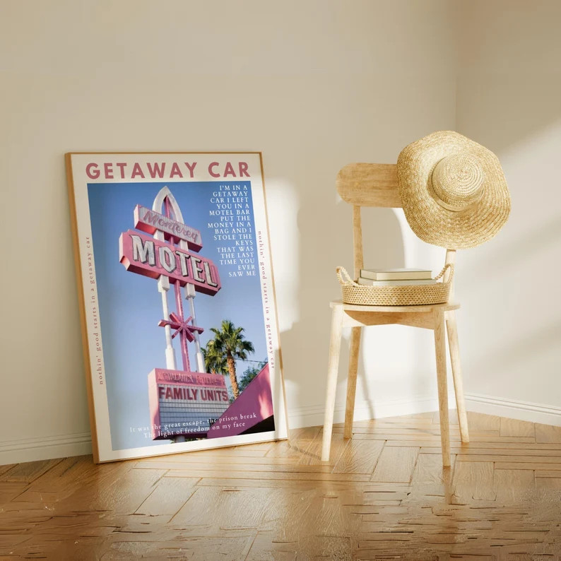 Getaway car poster, Reputation album,  Lyric Poster, wall art, Digital Print poster, dorm room,  ... | Etsy (US)
