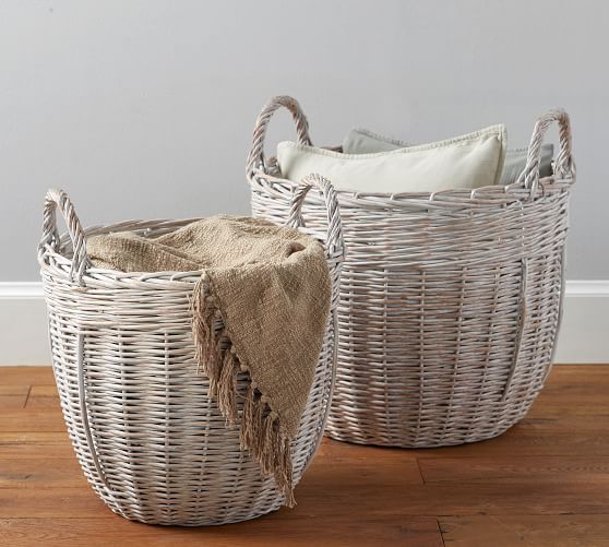 White Wash Woven Basket | Pottery Barn (US)