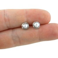 Pearl Stud Earrings in Sterling Silver, Earrings, Tiny Minimalist Small | Etsy (US)