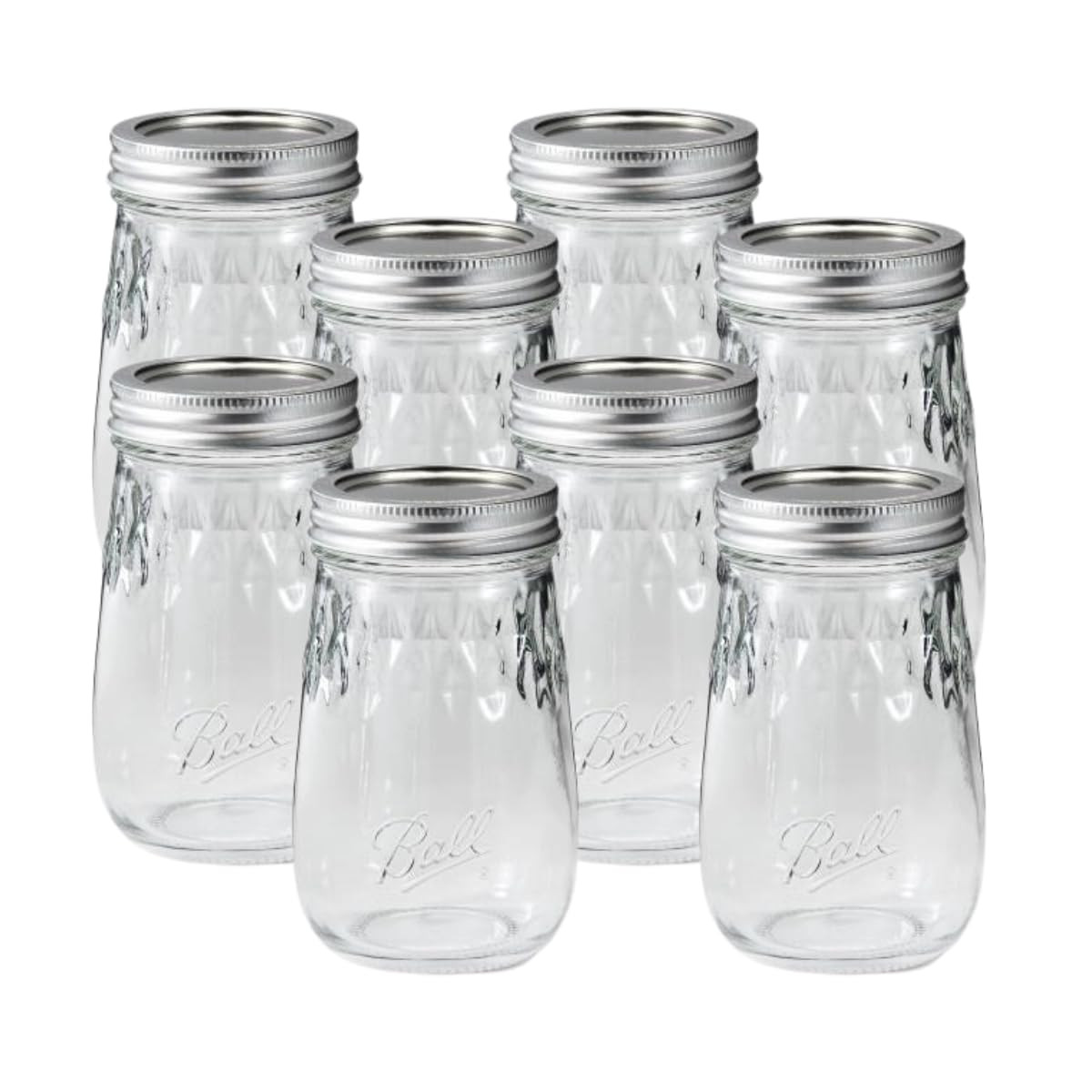 Ball Glass Flute Mason Jar, Regular Mouth, Pint Size, 16 OZ (Pack of 8) | Amazon (US)