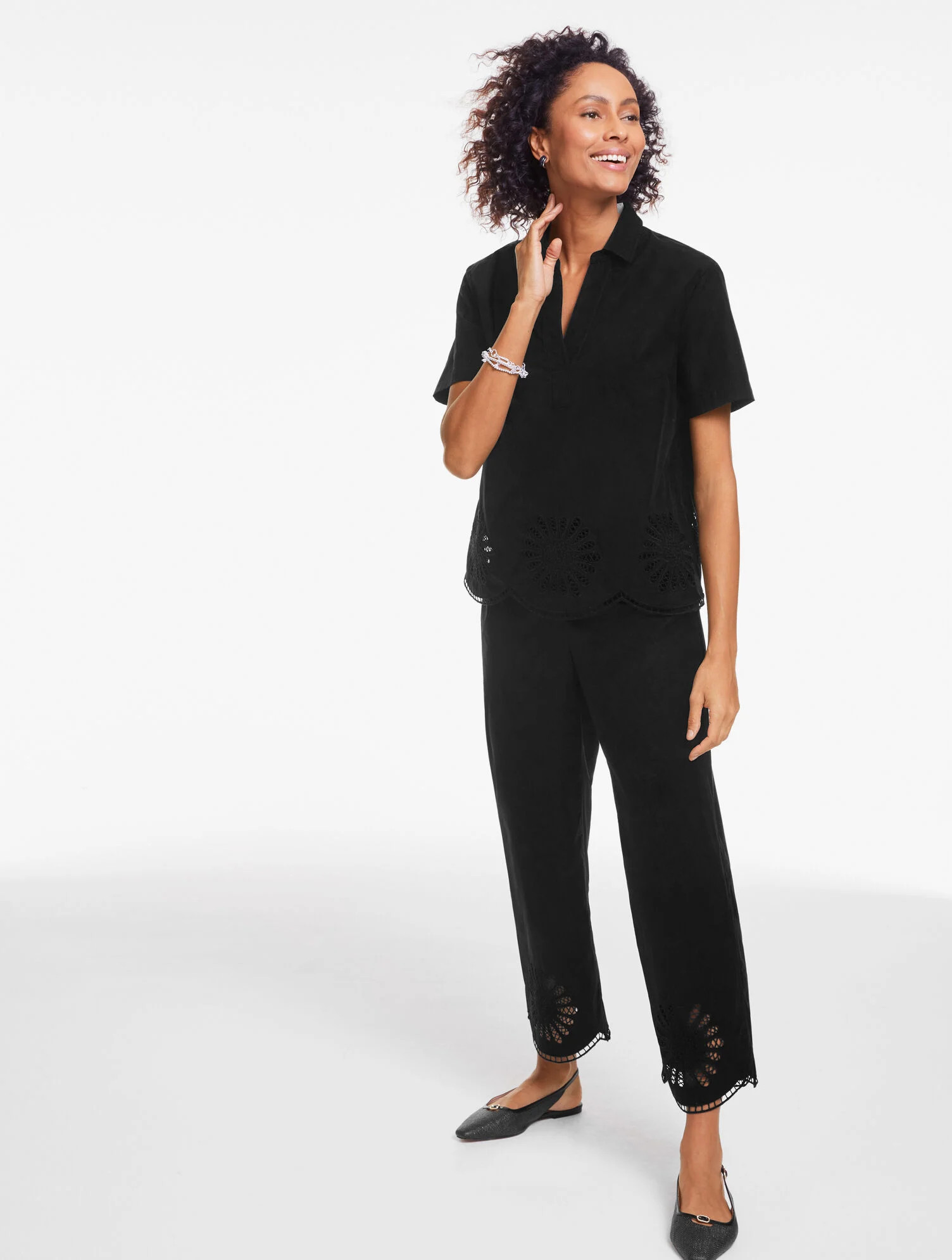 Eyelet Poplin Top | Talbots