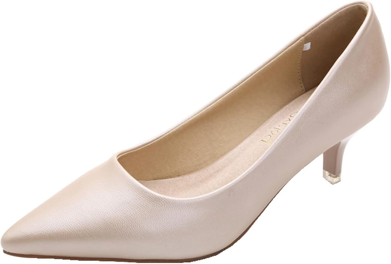 WUIWUIYU Womens Lovely Colors Low Kitten Heel Pointed Toe Dress Work Wedding Pumps Bridal Shoes | Amazon (CA)