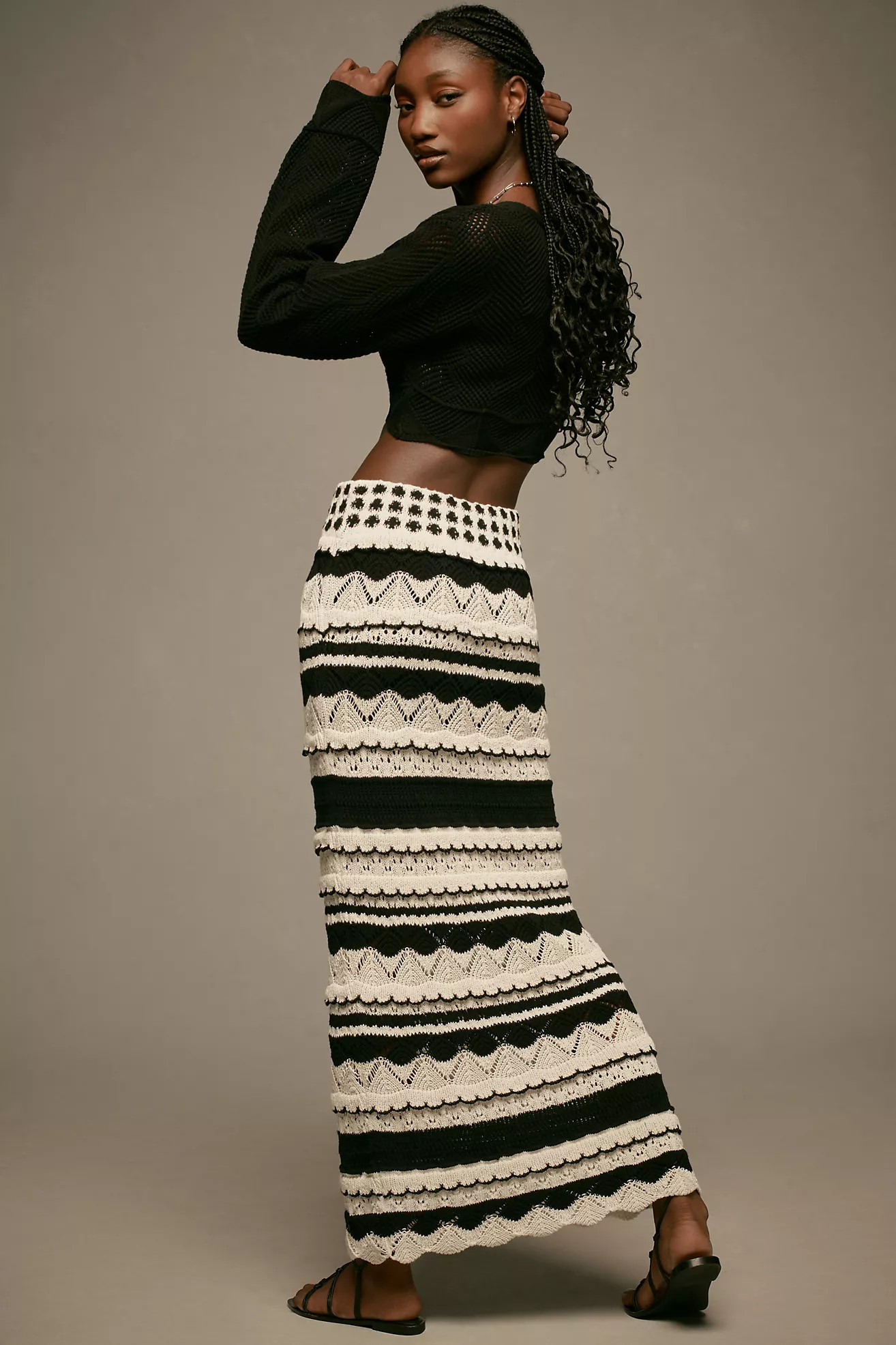 By Anthropologie Textured Knit Midi Skirt | Anthropologie (US)