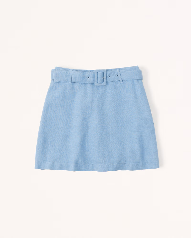 Linen-Blend Belted Skort | Abercrombie & Fitch (US)