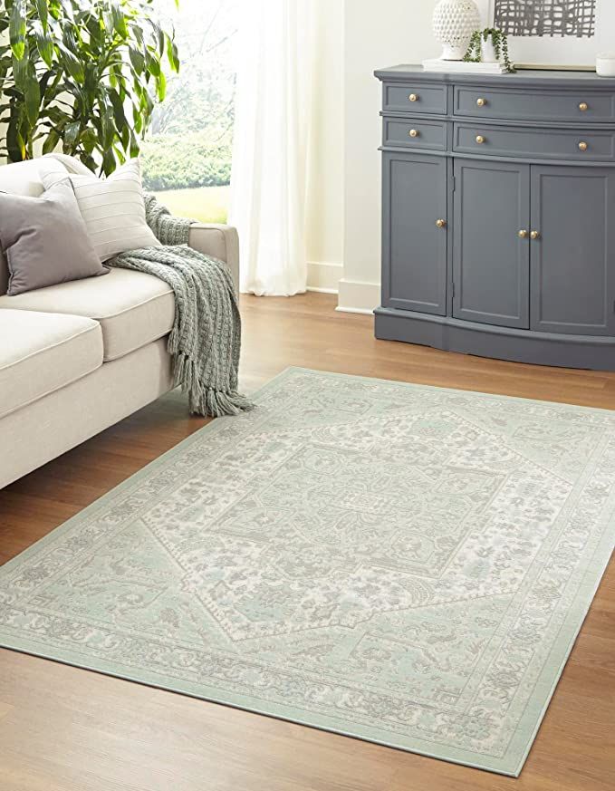 Unique Loom Whitney Collection Traditional Geometric Mint Area Rug (10' 0 x 14' 0) | Amazon (US)