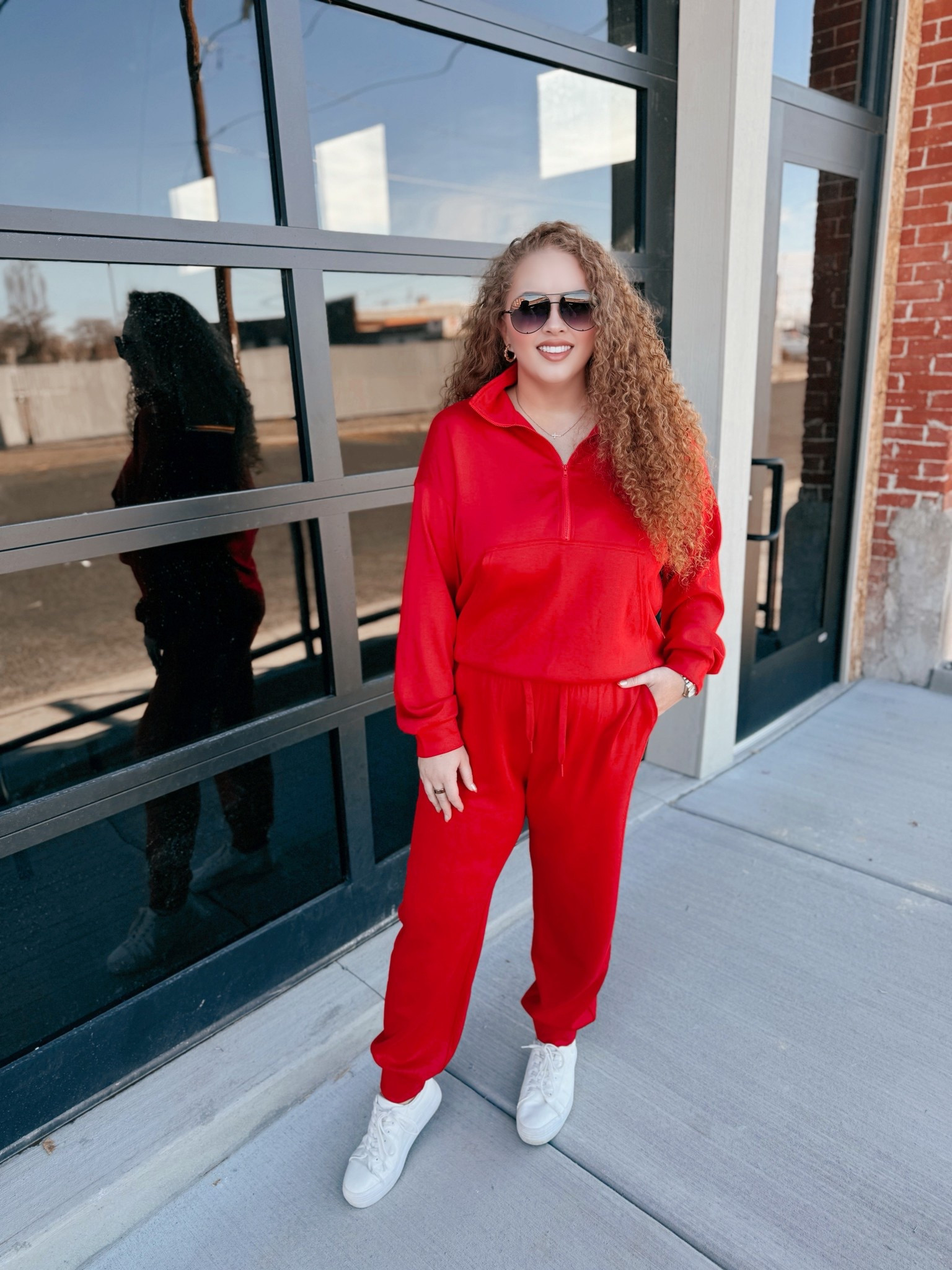 Cozy but still giving all the festive vibes ❤️✨ This red set is one of those easy throw on looks that somehow still feels put together. Perfect for holiday errands, travel days, cozy plans, or anything casual on the calendar.👏 red two piece set | amazon red two piece set | red pullover set | red jogger set | cozy matching set | amazon lounge set | winter lounge set | red joggers | amazon joggers | white on cloud sneakers | on cloud sneakers | comfy holiday outfit | casual holiday outfit | christmas casual outfit | festive red outfit | cozy winter outfit | winter errands outfit | holiday travel outfit | comfy winter style | seasonal outfit inspo | red holiday set | holiday season outfit ideas | easy throw on outfit | casual winter style | amazon outfit ideas | festive but comfy outfit

#LTKootd #LTKdayinmylife #LTKgrwm