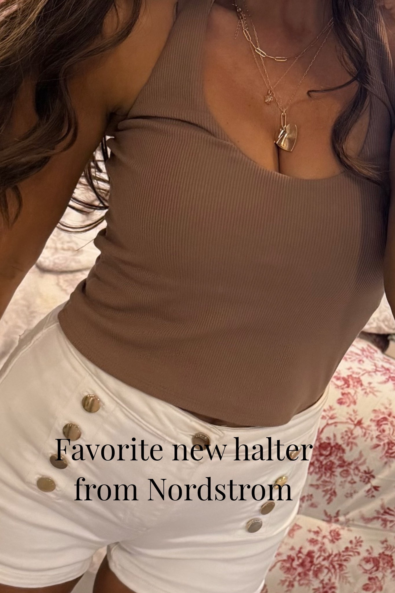 Halter top spring outfit shorts are guess few colors left 

#LTKgrwm #LTKootd