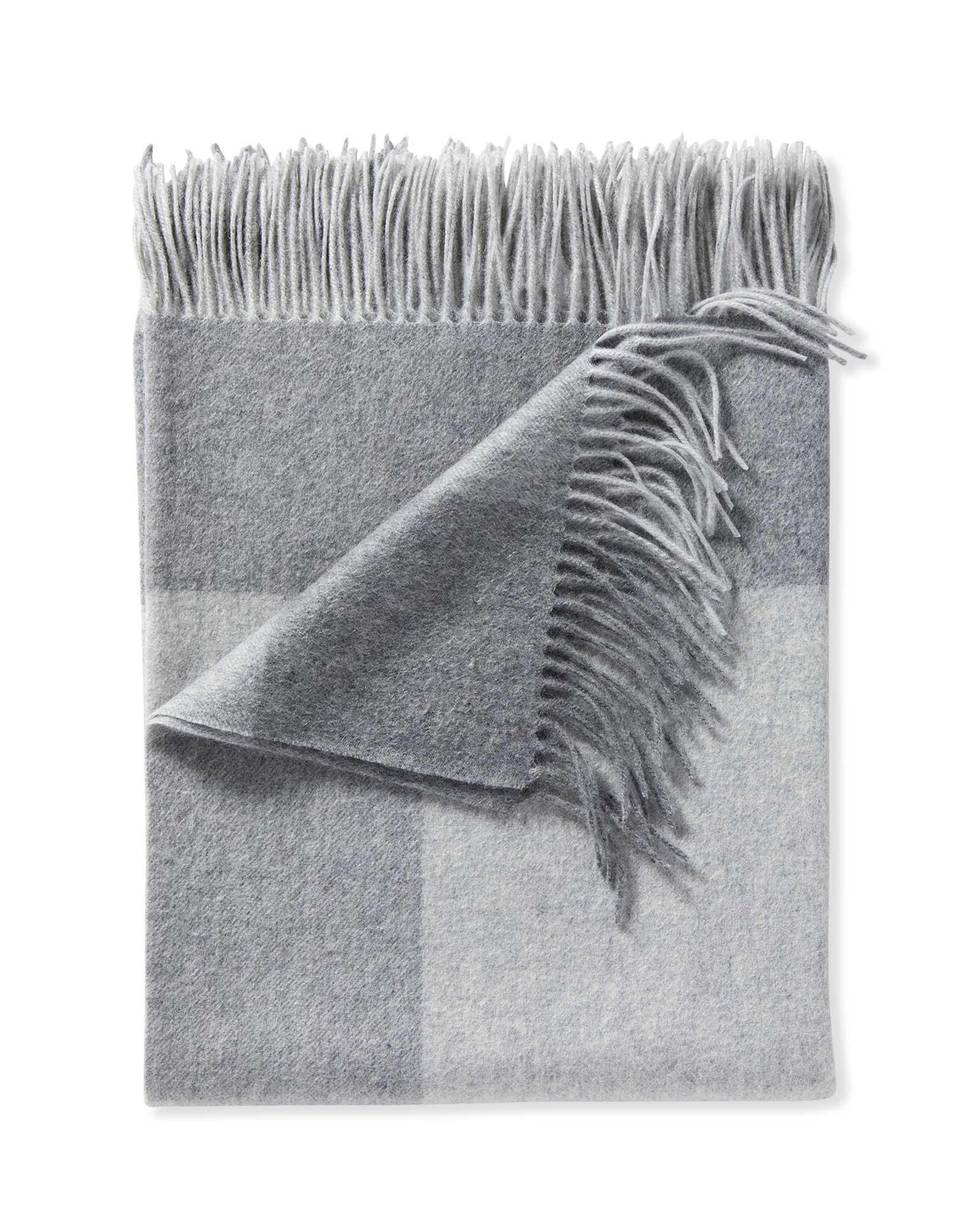 Border Frame Cashmere Throw - Fog | Serena and Lily