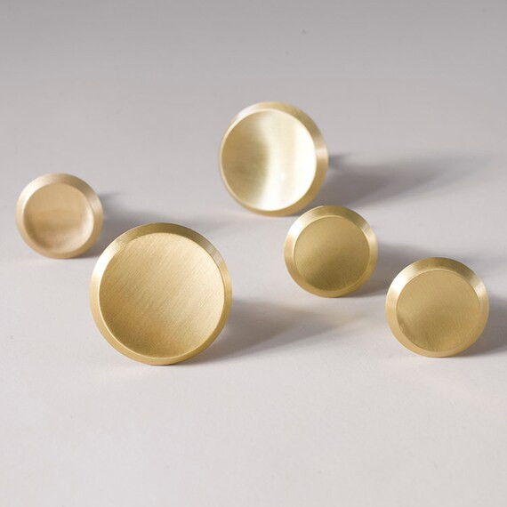 Circular Solid Brass Cabinet Knob, Buttons Knobs, Round Kitchen Knobs, Drawer Knobs,Replacement D... | Etsy (US)