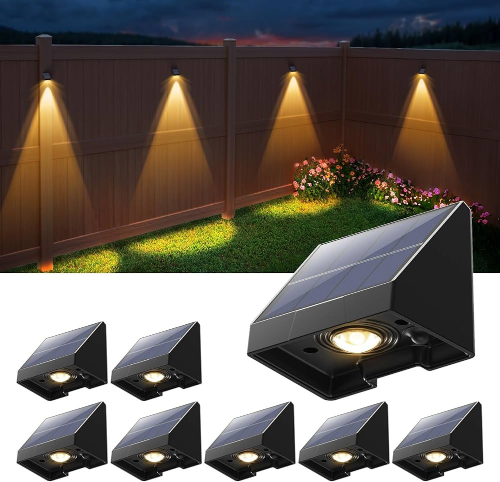 8 Pack Decorative Solar Powered Fence Lights Outdoor Waterproof Led Wall Lamp for Outside Rail, D... | Amazon (US)