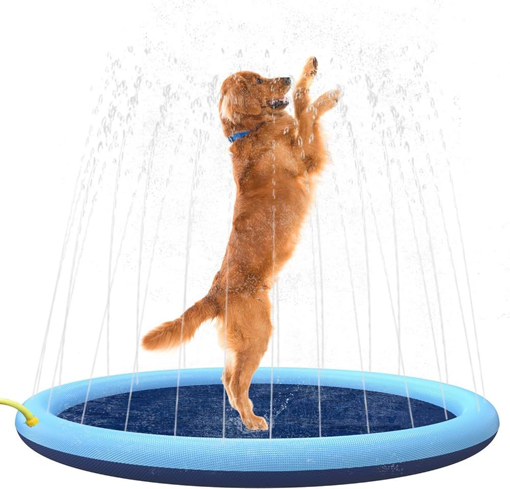 Flyboo Splash Sprinkler Pad for Dogs Kids, Non-Slip Thicken Dog Pool with Sprinkler, Pet Summer O... | Amazon (US)