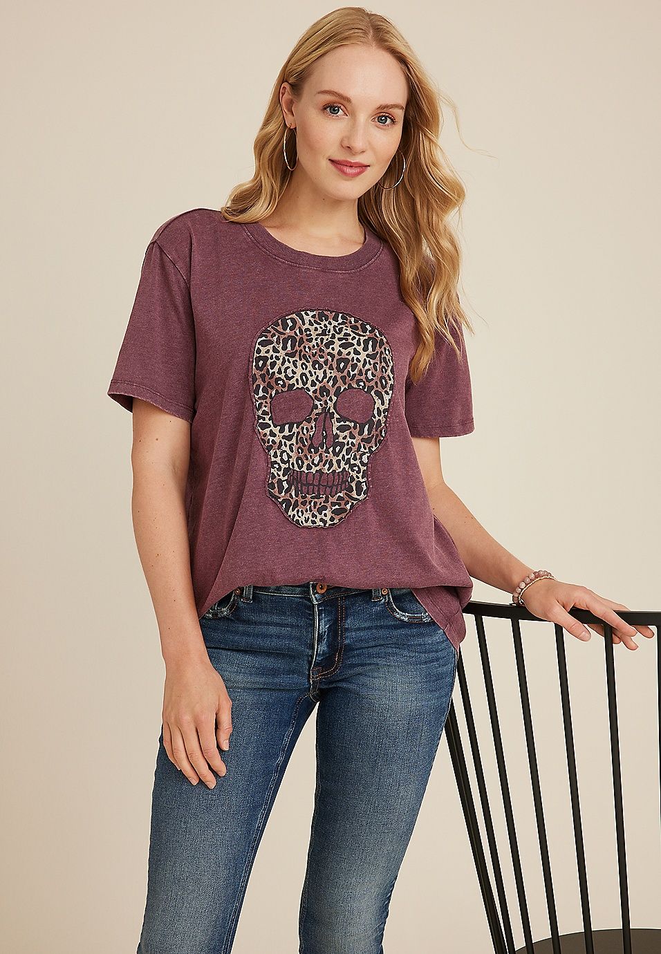 Leopard Skull Oversized Fit Graphic Tee | Maurices