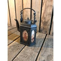 Antique 19Th Century Asian Pewter Teapot Hand-Painted Glass Panels | Etsy (US)