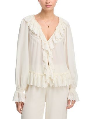 LoveShackFancy Avee Silk Ruffled Blouse | Bloomingdale's Women | Bloomingdale's (US)