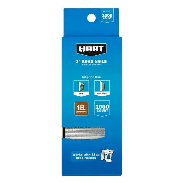 HART 1000-Piece 2-inch 18-Gauge Brad Nails | Walmart (US)