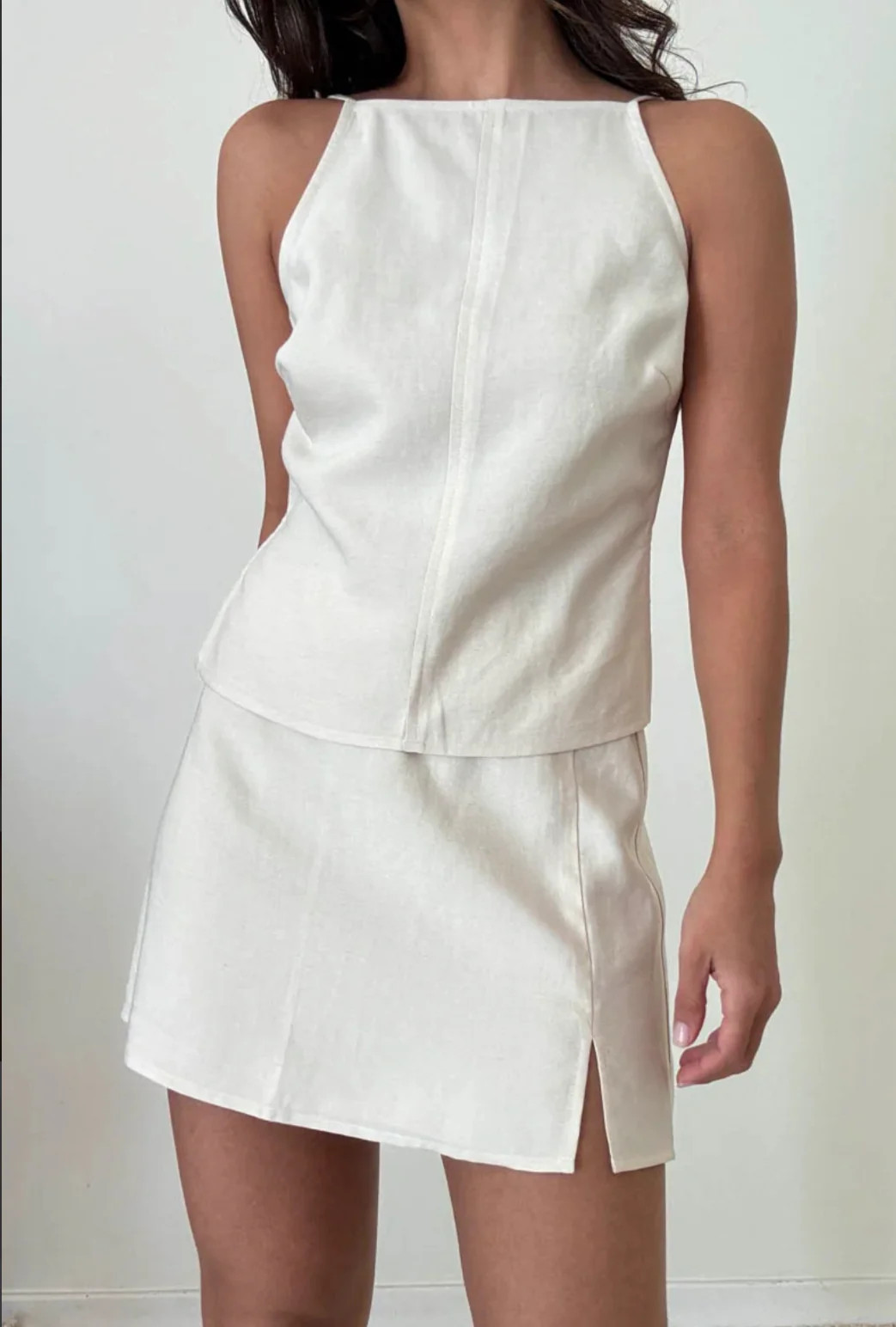Grace Linen Low Waist Mini Skirt L | amandenimes