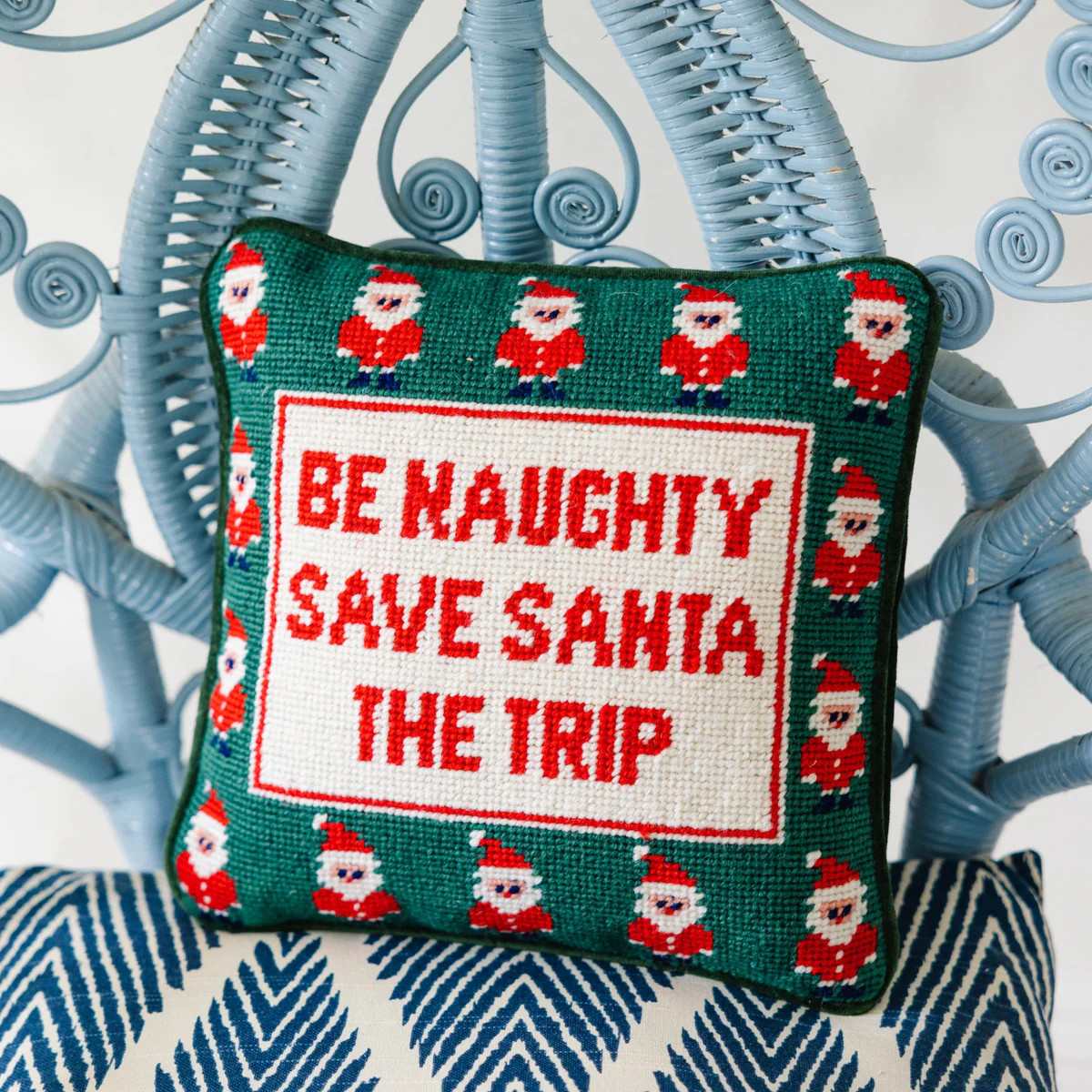 Furbish Studio - Be Naughty Needlepoint Pillow | Furbish Studio