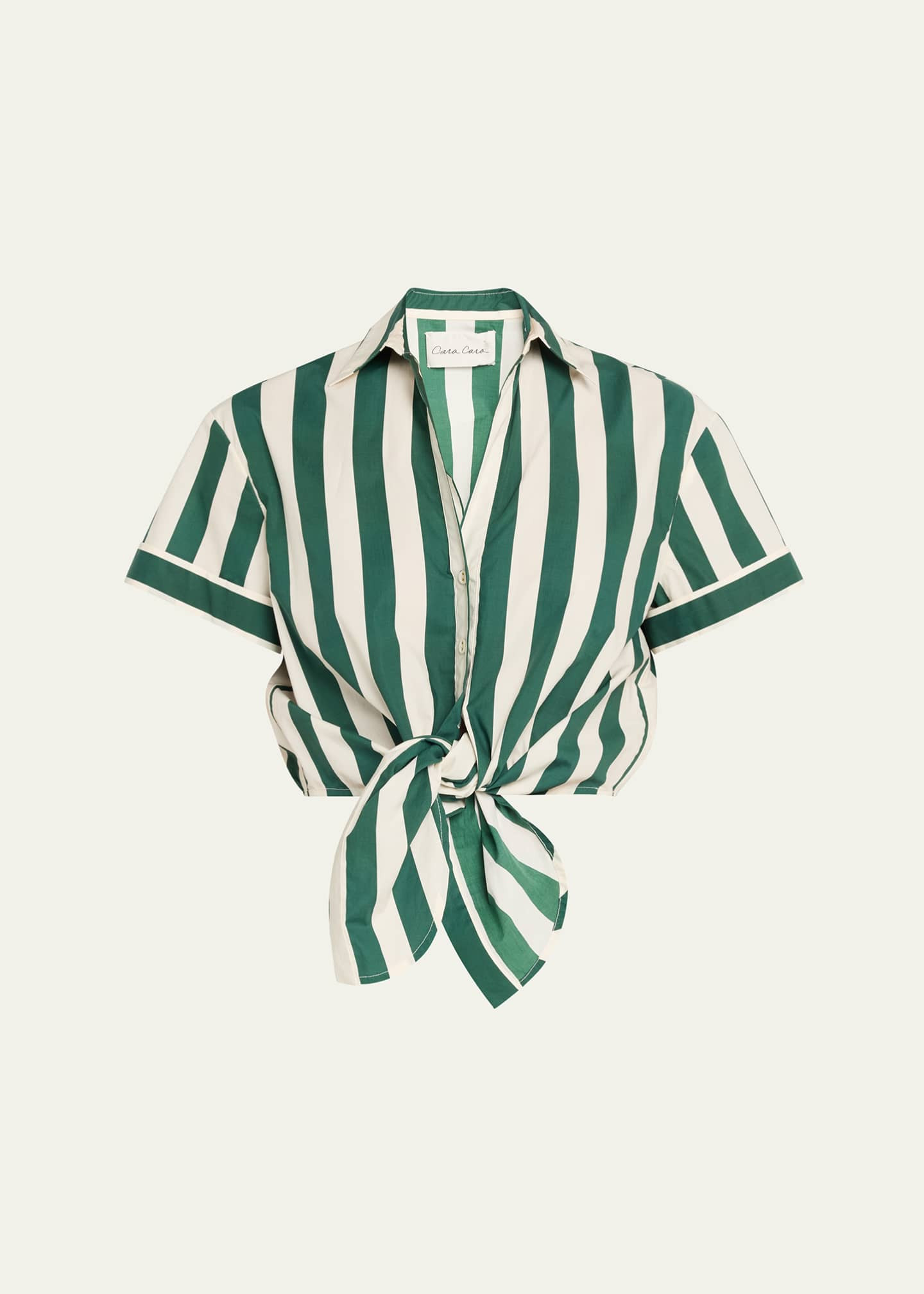 Cara Cara Asbury Tie-Front Cotton Button-Front Top | Bergdorf Goodman