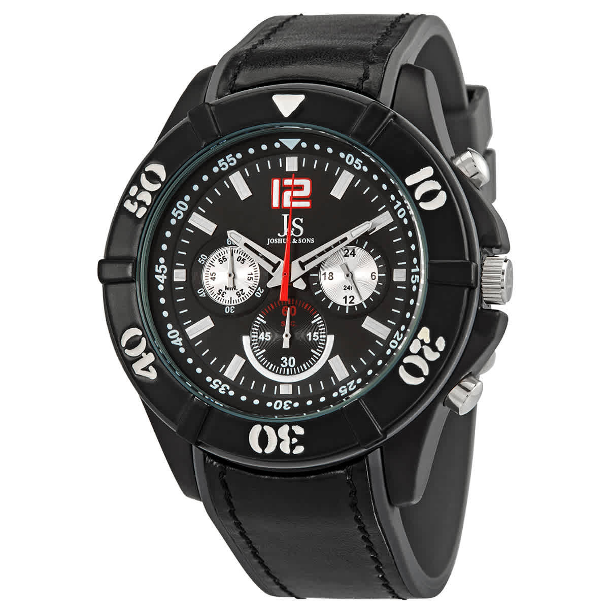 Joshua and Sons Chronograph Black Dial Black Leather Mens Watch JS51GY | Jomashop.com & JomaDeals.com