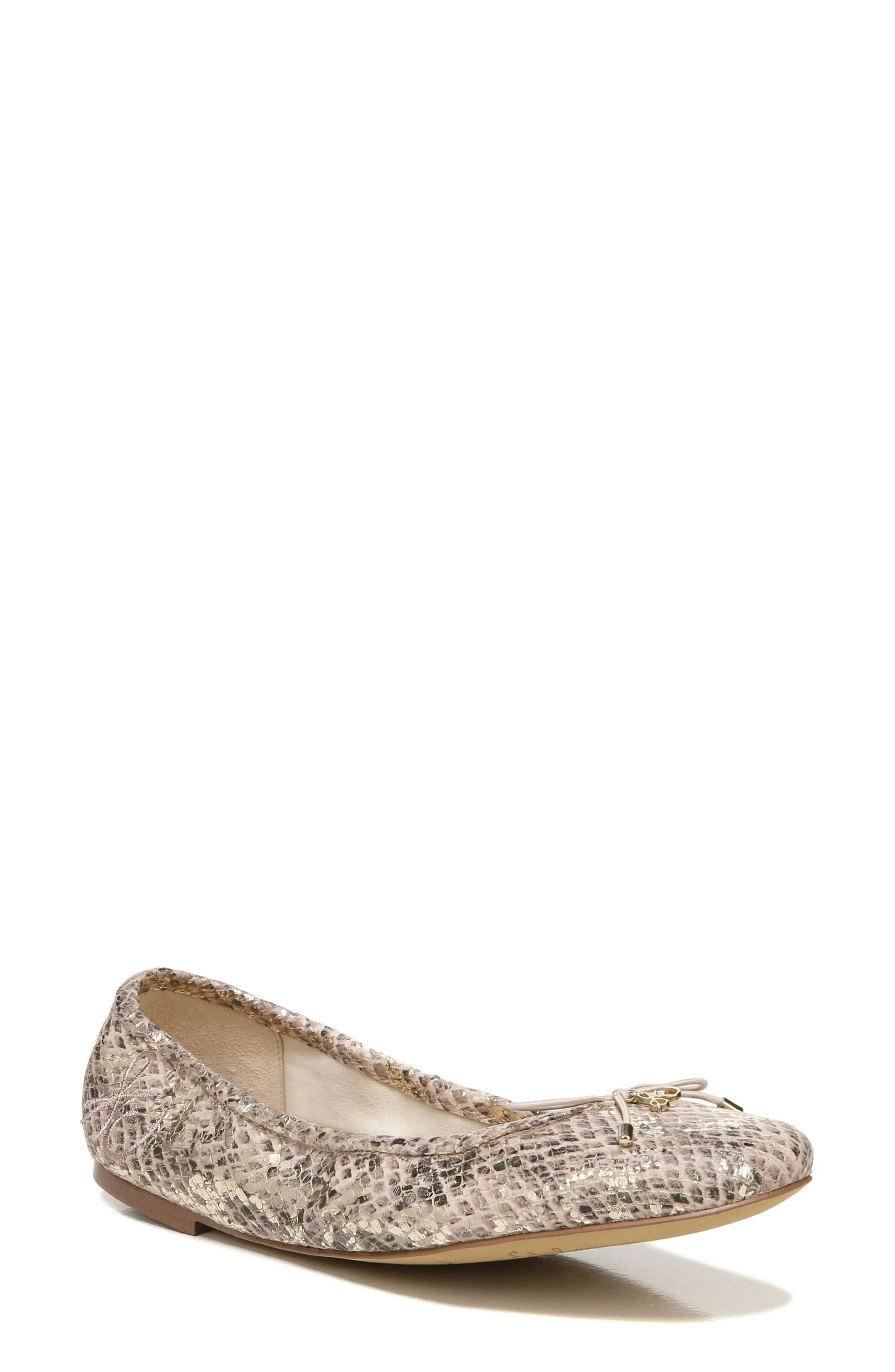 Sam Edelman Felicia Snakeskin Embossed Flat in Sesame Se at Nordstrom, Size 7 | Nordstrom