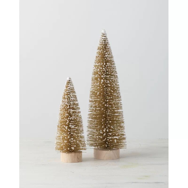 2 Piece Bottle Brush with Snow Tabletop Tree | Wayfair North America