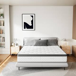 Babo Care Queen Medium Hybrid Bamboo Charcoal Gel Memory Foam 10 in. Pocket Spring Pillow Top Mot... | The Home Depot