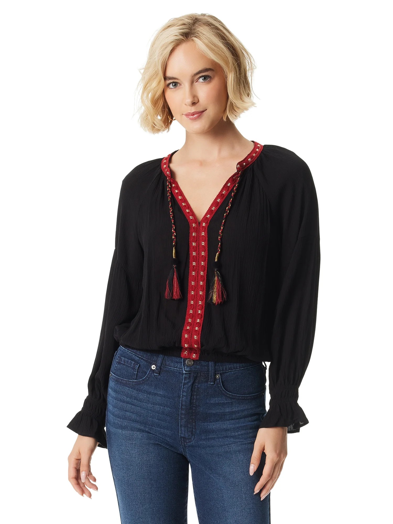 Jessica Simpson Women's and Women's Plus  Tifany Embellished Blouse | Walmart (US)