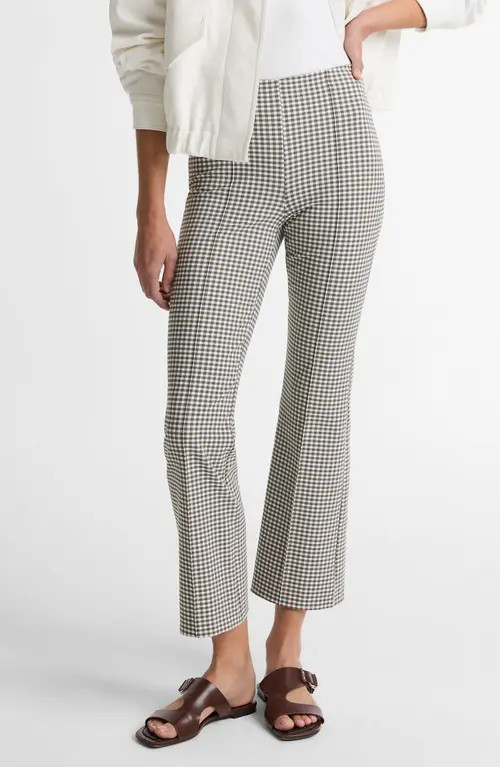 Vince Niki Mid Rise Crop Gingham Pants in Tapenade Gingham at Nordstrom, Size Xx-Small | Nordstrom
