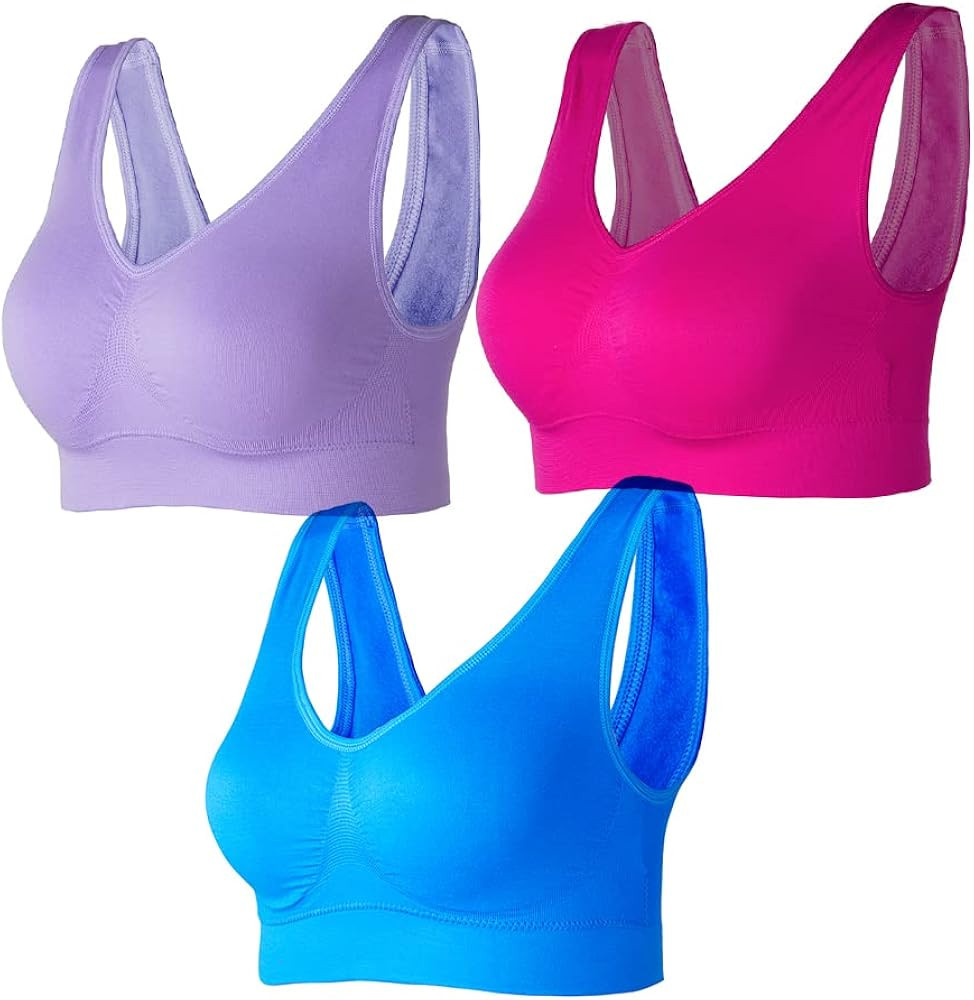 Lemef 3-Pack Seamless Sports Bra Wirefree Yoga Bra with Removable Pads for Women | Amazon (CA)