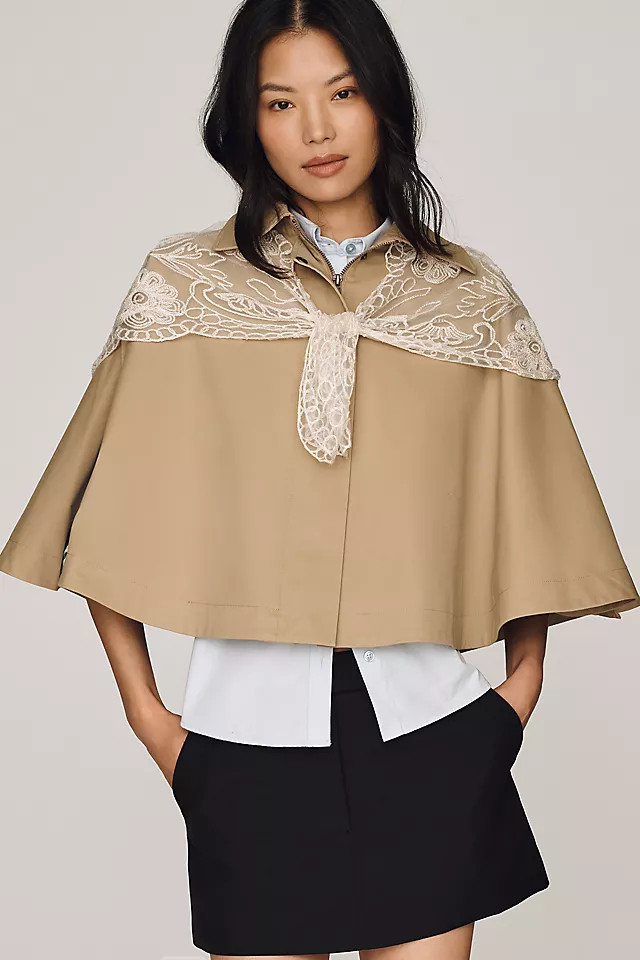 By Anthropologie Lace Scarf Poncho Trench Coat | Anthropologie (US)